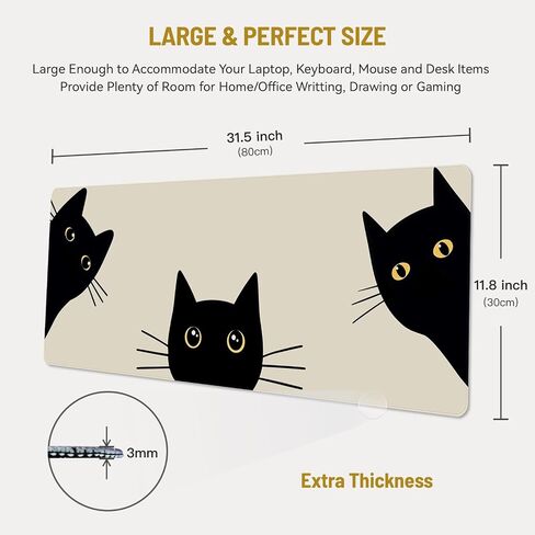 Mousepad Desk Mat Gaming Large Keyboard Cute Office Desktop Computer Laptop Cat XXL Long Giant Big Kawaii Aesthetic Girly Pretty Design Women Girl Gamer Oversized Wide 30x12'' Mousepad in Saudi Arabia
