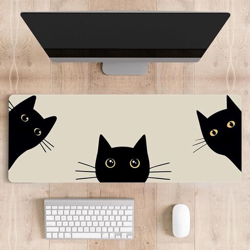 Mousepad Desk Mat Gaming Large Keyboard Cute Office Desktop Computer Laptop Cat XXL Long Giant Big Kawaii Aesthetic Girly Pretty Design Women Girl Gamer Oversized Wide 30x12'' Mousepad in Saudi Arabia