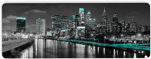 Philadelphia Deskd Pad ، حصيرة مكتب فأر المدينة غير المنقولة للوحة المفاتيح ، موسيباد مع قاعدة مطاطية مضادة للانزلاق وحواف مقطعة ، 31.5 × 11.8 بوصة ، سميكة 3 مم ، لوحة مفاتيح للعمل ، اللعبة ، اللعبة in Kuwait