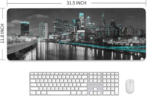 Philadelphia Deskd Pad ، حصيرة مكتب فأر المدينة غير المنقولة للوحة المفاتيح ، موسيباد مع قاعدة مطاطية مضادة للانزلاق وحواف مقطعة ، 31.5 × 11.8 بوصة ، سميكة 3 مم ، لوحة مفاتيح للعمل ، اللعبة ، اللعبة in Kuwait