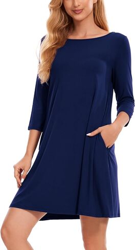 GYS Bamboo Viscose Sleepwear for Women Soft 3/4 Sleeve Nightgowns with Pockets in Saudi Arabia