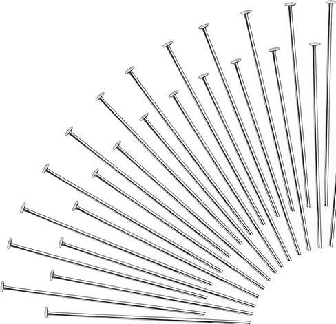 TOAOB 200pcs Stainless Steel Head Pins 50mm Silver Flat Headpins Jewelry Findings for DIY Crafts Necklaces Bracelets Earrings Making in Saudi Arabia