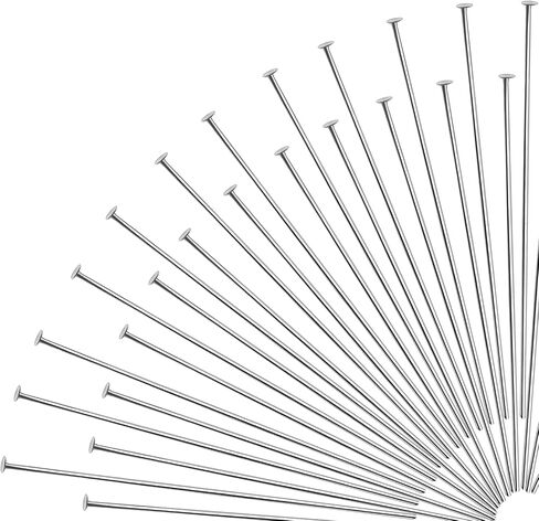 TOAOB 200pcs Stainless Steel Head Pins 50mm Silver Flat Headpins Jewelry Findings for DIY Crafts Necklaces Bracelets Earrings Making in Saudi Arabia