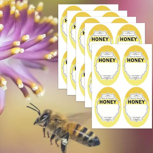 Oval Pure Natural Honey Jars and Bottles Labels 2 x 3 Inch Honey Bee Bottling Labels - Honey Farm Kitchen Name Home Business Round Mason Jar Labels for Honey Quart Jars and Honey Bears 200 Pcs in Saudi Arabia