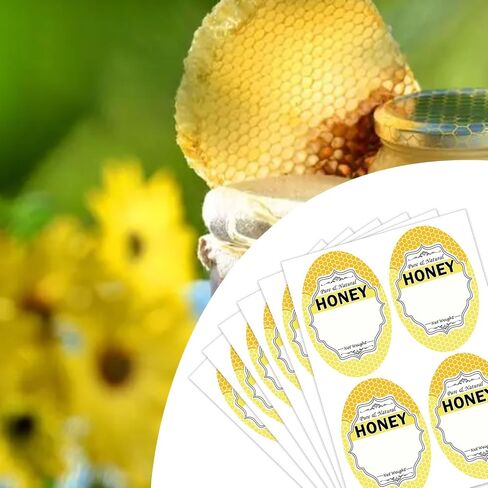 Oval Pure Natural Honey Jars and Bottles Labels 2 x 3 Inch Honey Bee Bottling Labels - Honey Farm Kitchen Name Home Business Round Mason Jar Labels for Honey Quart Jars and Honey Bears 200 Pcs in Saudi Arabia