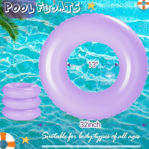 ShinyRelief 4 Pcs Inflatable Swim Tube Pool Tube, 33 Inch Swim Rings Pool Floaties, Colorful Ring Pool Float Floating Inner Tubes for Swimming Pool Party Decorations in Kuwait
