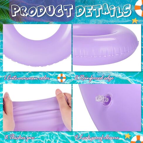 ShinyRelief 4 Pcs Inflatable Swim Tube Pool Tube, 33 Inch Swim Rings Pool Floaties, Colorful Ring Pool Float Floating Inner Tubes for Swimming Pool Party Decorations in Kuwait