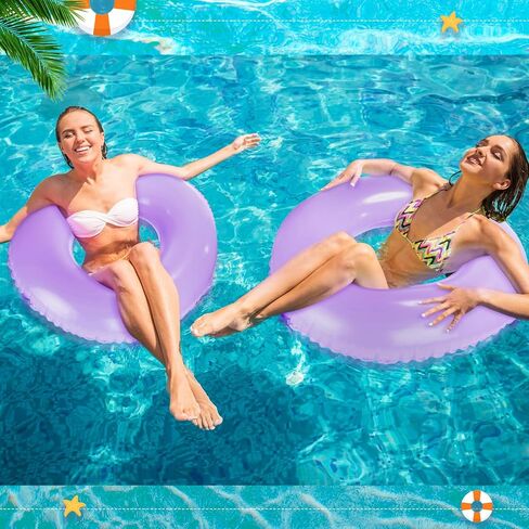 ShinyRelief 4 Pcs Inflatable Swim Tube Pool Tube, 33 Inch Swim Rings Pool Floaties, Colorful Ring Pool Float Floating Inner Tubes for Swimming Pool Party Decorations in Kuwait