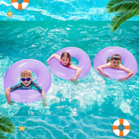 ShinyRelief 4 Pcs Inflatable Swim Tube Pool Tube, 33 Inch Swim Rings Pool Floaties, Colorful Ring Pool Float Floating Inner Tubes for Swimming Pool Party Decorations in Kuwait