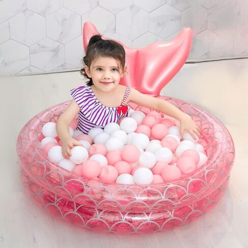 Inflatable Backyard Kiddie Mermaid Pools, Garden Round Swimming Pool for Kids, Kiddie Paddling Pool Indoor&Outdoor Baby Ball Pit Pool (35 inch) in Saudi Arabia