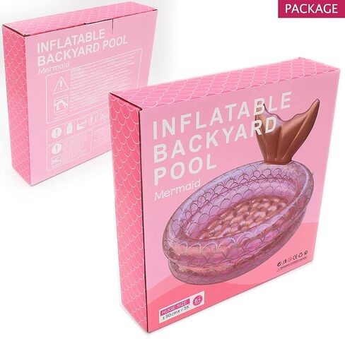 Inflatable Backyard Kiddie Mermaid Pools, Garden Round Swimming Pool for Kids, Kiddie Paddling Pool Indoor&Outdoor Baby Ball Pit Pool (35 inch) in Saudi Arabia