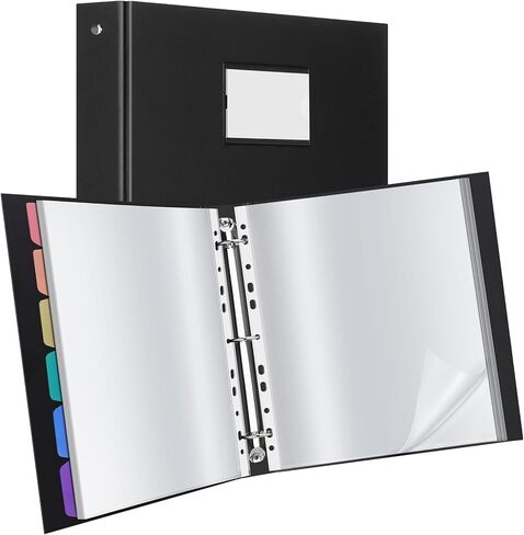 الموثق uquelic مع الأكمام البلاستيكية للحرف/الحجم A4 (11 '' x 8.5 '') مع مقسمات للمستندات والشهادات والأعمال الفنية ، يتم عرض 200 صفحة مع صفحات مقسم PP ملونة (أسود ، 100 جيوب) in Saudi Arabia