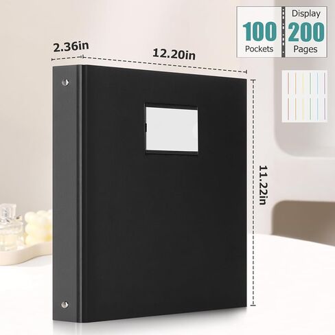 الموثق uquelic مع الأكمام البلاستيكية للحرف/الحجم A4 (11 '' x 8.5 '') مع مقسمات للمستندات والشهادات والأعمال الفنية ، يتم عرض 200 صفحة مع صفحات مقسم PP ملونة (أسود ، 100 جيوب) in Saudi Arabia