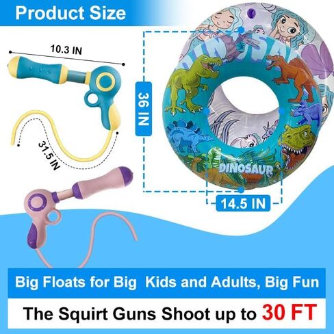 Inflatable Pool Float with Water Gun, Floaties for Adults Teens and Kids, Pool Toys for Kids Ages 8-12, Beach Inner Pool Tubes for Floating, Summer Fun Pool Party Swim Ring in Kuwait