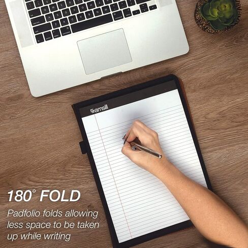 Samsill Contrast Stitch Faux-Leather Padfolio, Business Portfolio for Men and Women, Resume Document Organizer with 8.5 x 11 Inch Writing Pad, Black in Kuwait