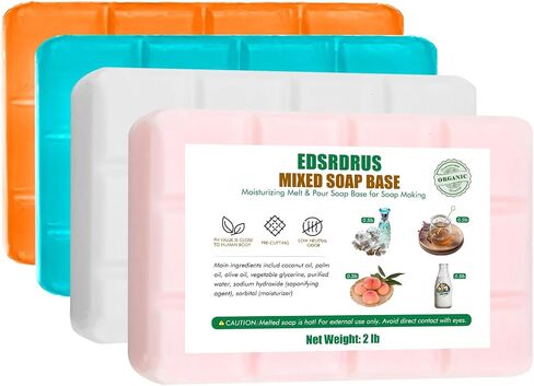 Mixed Scent Soap Base DIY Handmade Soap with Goat Milk & Honey & Peach & Cologne, Moisturizing Melt and Pour Soap Base for Soap Making 4pack in Saudi Arabia