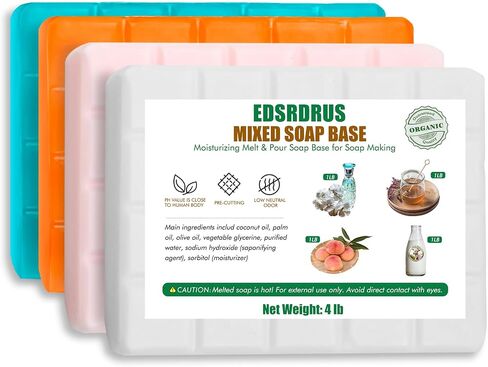 Mixed Scent Soap Base DIY Handmade Soap with Goat Milk & Honey & Peach & Cologne, Moisturizing Melt and Pour Soap Base for Soap Making 4pack in Saudi Arabia