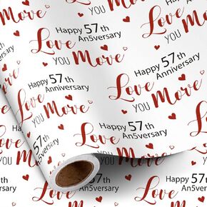 RUSPEPA Wrapping Paper Roll for 1st Anniversary - 17 Inches x 16.4 Feet - Happy 1st Anniversary Love you More Design on Durable Paper for Wedding Anniversary, Valentine's Day and Special Occasions