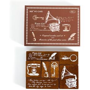 Alideco Vintage Floral Stationery Wooden Stamp DIY Decorative Prints Stamps Set for Journaling Crafts Card Making Painting Teaching (mimihuayuan) in Saudi Arabia