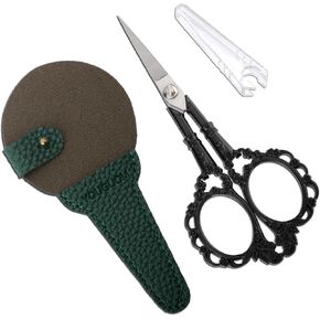 Knitting Scissors with Case, Crochet Scissors Threading Sewing Shears for Embroidery Craft Artwork Needlepoint, Bronze Little Snips