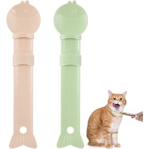 2 Pcs Cat Food Spoon, Treat Squeeze Spoon, Cat Wet Food Spoon, Cat Treat Spoon, Multifunctional Lickable Wet Cat Treat Dispenser for Cat Liquid Snack and Wet Food
