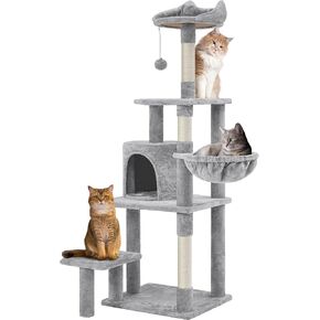 Yaheetech 57in Tall Cat Tree, Multi-Level Cat Tower W/Extended Platform, Padded Perch, Scratching Posts, Ball, for Indoor Large Cat Kitty as Pet Play House Activity Center