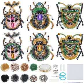 FREEBLOSS 6 Pcs Beaded Embroidery Kit Insect Sew on Patches Kit Beaded Appliques Sequin Patches Beaded Sew on Patches Embroidered Decorative Patch Sew Applique Patches for Brooch Hair Clip