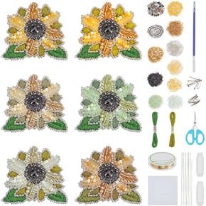 FreeBloss 6 PCS Temproidery Kit Keuct Sew on Patches Kit headed headed sequin patches headed headed on patches patches patch sevinative shice seut patches for brooch hair clip in Kuwait