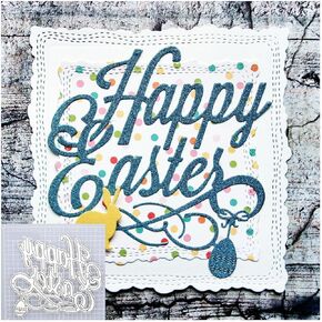 Happy Bunny Easter Die Cuts, Text Metal Cutting Dies Words Stencil for DIY Scrapbooking Card Gifts Decorative Rabbit Dies, Easter Party Favor or Basket Stuffer
