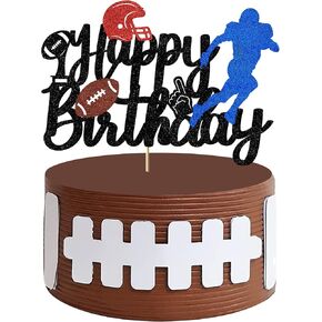 Footballs Cake Topper American Football Toppers Decorations for Boys Men Glitter Super Bowl Touchdown Soccer Happy Birthday Decoration Sports Theme Party Supplies