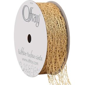 Offray Metallic Web Craft Ribbon, 7/8-Inch x 9-Feet, Metallic Gold