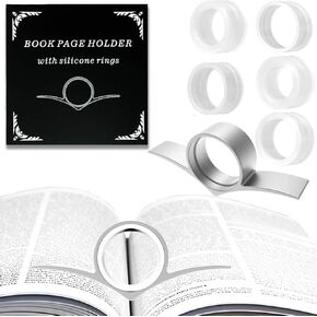 ThumBook Ultralight Metal Book Holder with 5 Silicone Rings - Gifts for Book Lovers & Readers