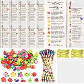 45 Set Fruit of The Spirit Gift Including Fruit of The Spirit Bookmarks Christian Fruit Pencils Erasers Bulk Religious Holy Week Gift for Easter Vacation Bible School Classroom Church Prizes