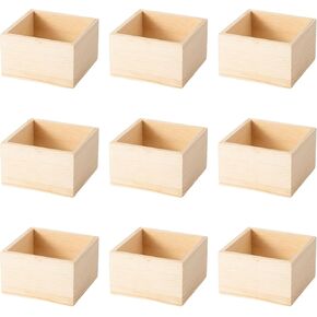 12 Pack 4.5X4.5 IN Unfinished Wood Box Storage - Small Wooden Boxs for Crafts, Home Decor, and Wooden Centerpieces for Tables (12)