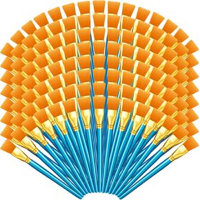 Thenshop 40 Pcs 1 Inch Flat Paint Brushes Watercolor Large Acrylic Paint Brush Synthetic Nylon Oil Painting Brushes Bulk with Wooden Handles for Acrylic Painting Watercolor Oil Crafts Face Body Art