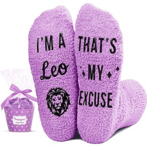 HAPPYPOP Taurus Zodiac Birthday Gifts for Women Teen Girls - Astrology Constellation Horoscope Gifts, Fuzzy Space Galaxy Taurus Socks Teens