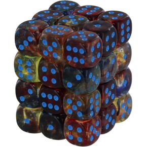 Chessex Nebula 12mm d6 Nocturnal/Blue w/Luminary Dice Block (36 dice),Orange
