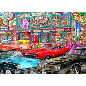 Historic Highway Jigsaw Puzzle 1000 Piece by Vermont Christmas Company - Fully Interlocking & Randomly Shaped Pieces - 26 5/8" x 19 1/4"