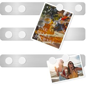 ZDZBLX Magnetic Board Magnet Bulletin Board Frameless Stainless Iron Board Strips, Metal Magnet Boards Magnetic Strips with Adhesive Backing Memo Board with 10 White Magnet for School Office Home 2Pcs