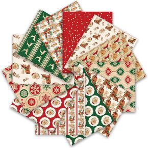 12pcs حزم نسيج القطن عيد الميلاد 18 × 22 بوصة خمر سانتا إلك الثلج الثلجية الدهون أرباع ريد أخضر العطلة أقمشة الخياطة لعيد الشتاء دي ديكور حفلة الحرف