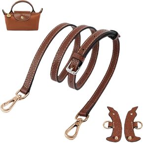 Genuine Cowhide Leather Bag Shoulder Strap Compatible with Longchamp Mini, Adjustable Purse Crossbody Strap Women