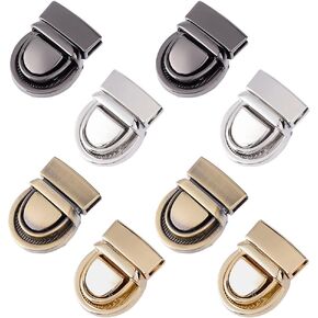 DELORIGIN 4Colors 8pcs Tuck Lock Clasp Catch Purse Thumb Lock Clasp Purse Clutch Buckle Fasteners Wallet Buckle Alloy Hardware Clip Clasp Buckles for DIY Wallets Handbag Shoulder Handle Bags