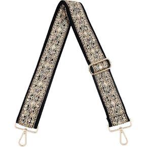Framendino, Guitar Adjustable Purse Straps 1.5 Inch Wide Bling Shoulder Straps Belt Style Cross Body Bag Strap Replacement Sequin Handbag Strap for Women Black