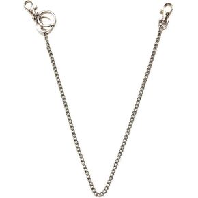 TSJ 20" Wallet Chain Keychain with Both Ends Lobster Clasps and Extra 2 Rings for Bag, Handbag, Purse, Jeans Pants, Belt Loop (Silver)
