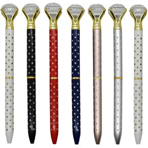Maydahui 12 PCS Big Diamond Retractable Ballpoint Pen with 12 PCS Pen Refills Gem Pens Rhinestones Crystal Bling Plated Metal Color Black Gel Ink Ballpen for Women Students Girls