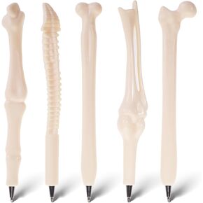 5 PCS Creative Novelty Bone Shape Ballpoint Pens, 1.0mm Black Ink Bone Model Pens Nurse Doctor Pen Halloween Party Favors for Kids Student Stationery Halloween Party Supplies