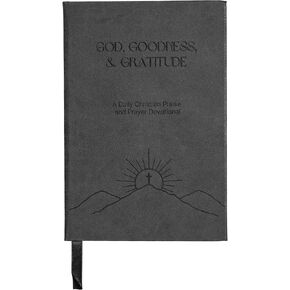 Christian Prayer Journal - God, Goodness & Gratitude - Faith-Based Gratitude and Devotional Journal for Daily Prayers, Bible Study, and Spiritual Growth - Light Brown Leather Hardcover