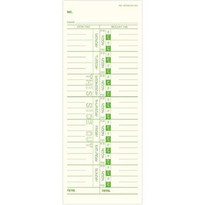 Weekly Time Cards 1-Sided, 3-1/2" x 9", Green Print, 100-Count