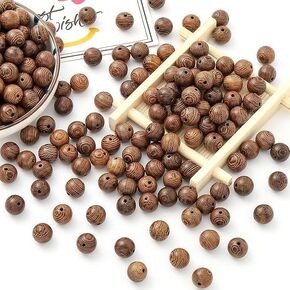 1000pcs 6mm Wooden Beads Dark Brown Round Wood Beads Undyed Natural Stripe Round Wood Loose Craft Beads for DIY Jewellery Making
