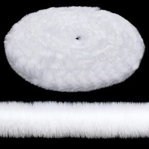 Faux Fur Ribbon Trim Fabric Roll White 1.2 Inch x 236inch Faux Fur Trim Ribbon Christmas Trimming Faux Fur Fabric Roll for Christmas Tree Decor or DIY Craft Costume